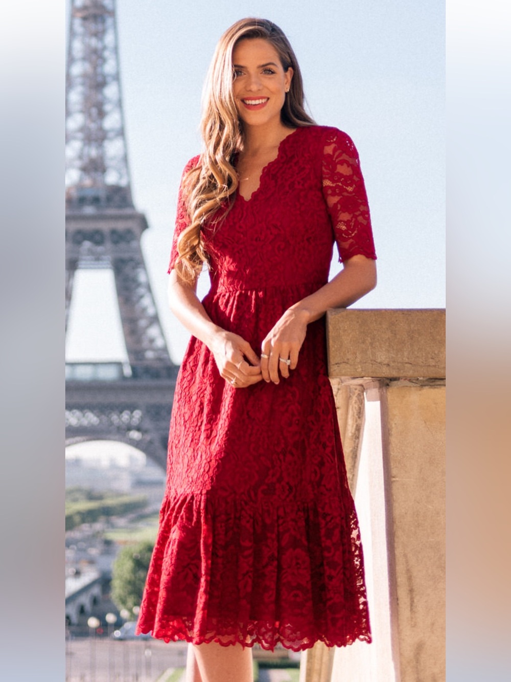 Gal Meets Glam Stella Lace Dress in Raspberry 10